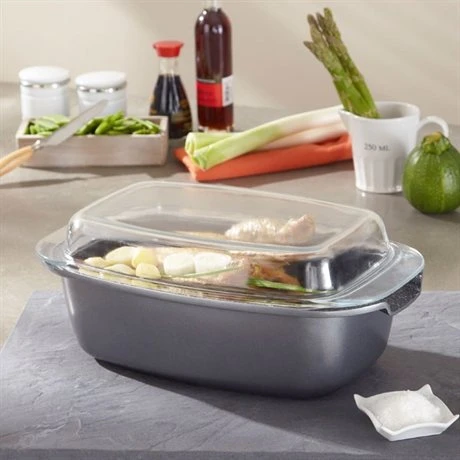 Cocotte Rectangulaire Et Couvercle RevĂȘtement Dur Comme La Pierre 32 Cm â Image 2