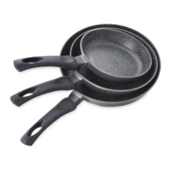 Lot 3 Poêles Avec Revêtement Dur Comme La Pierre 20, 24 Et 28 Cm