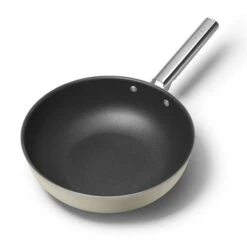 Smeg Wok Aluminium Antiadhésif 30 Cm CrÚme Mat