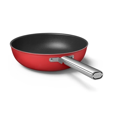 Smeg Wok Aluminium AntiadhĂ©sif 30 Cm Rouge Mat â Image 3