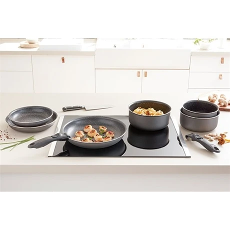 Set 3 Poêles Anti-adhésives Effet Pierre Et Manche Amovible – Image 5