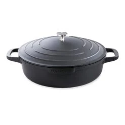 Cocotte LégÚre Basse Ronde En Fonte D'aluminium 28 Cm 4,1 L Coloris Noir