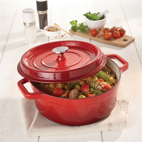 Cocotte En Fonte Ronde 24 Cm 3,7 L Rouge â Image 3