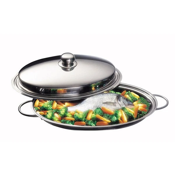 PoissonniĂšre Ovale En Inox Et Couvercle 40 Cm